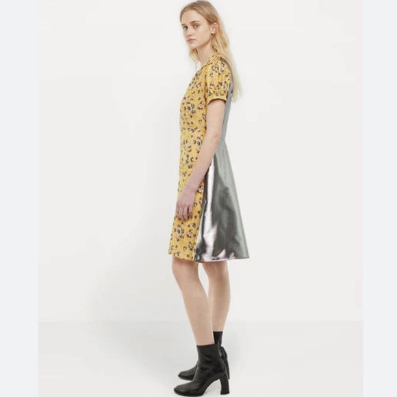 Junya Watanabe Dresses & Skirts - JUNYA WATANABE COMME DES GARCONS yellow silver floral print DRESS 2015, size L